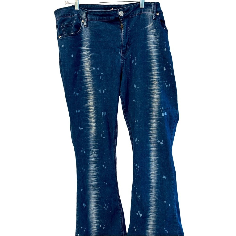 Nolita Hydraulic mid rise blue denim Jeans with Splatter size 24W Y2K
